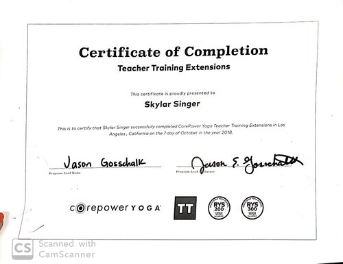 Teacher Training Extensions certificate