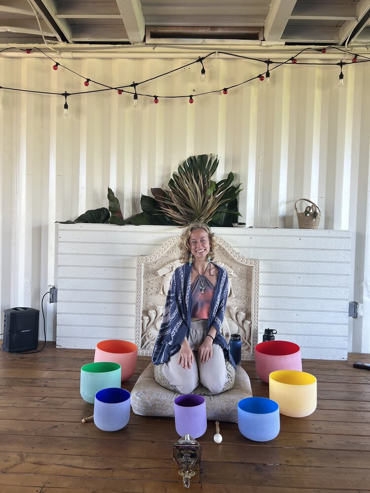 Training cohort gathered with sound bowls